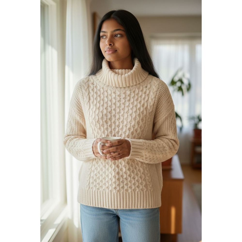 Ann Taylor Fishermans Necksweater Alpaca Merino Wool Mix. Size S